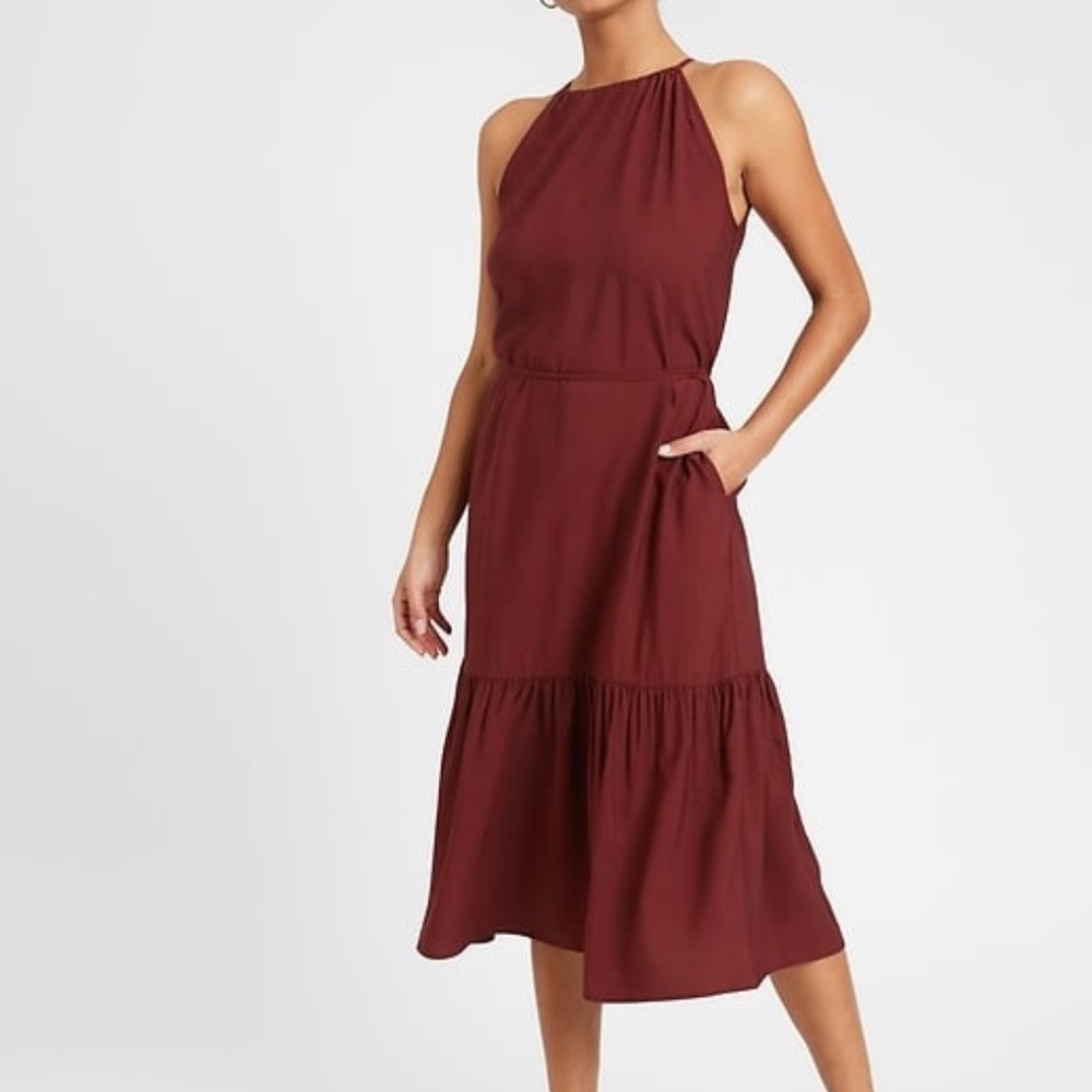 Banana Republic Halter Tiered Midi Dres